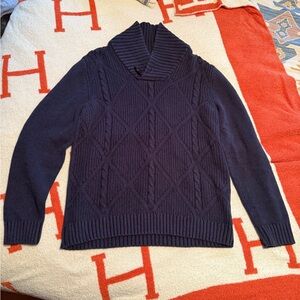 Men's Navy Shawl Collar Sweater